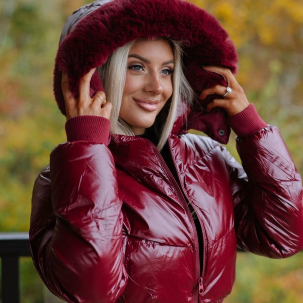 These Three - Women's Burgundy Puffer Jacket